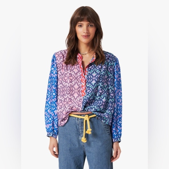 XiRENA Tops - XiRENA Huntley Cotton & Silk Top in Fiesta Size Small Colorful Vibrant
